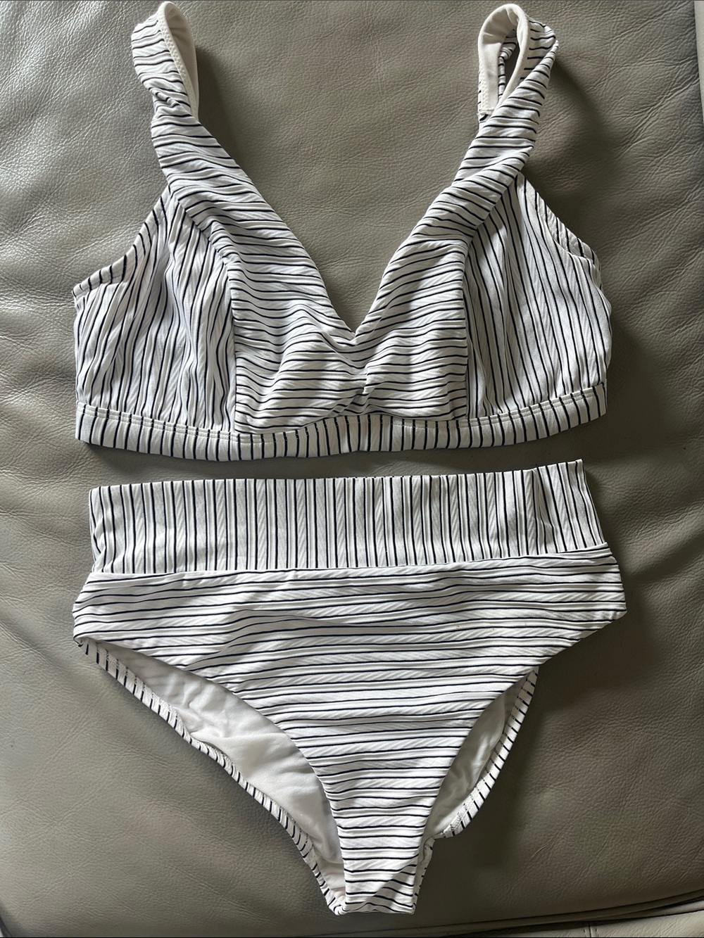Skye White and Black Striped Bikini Swimsuit